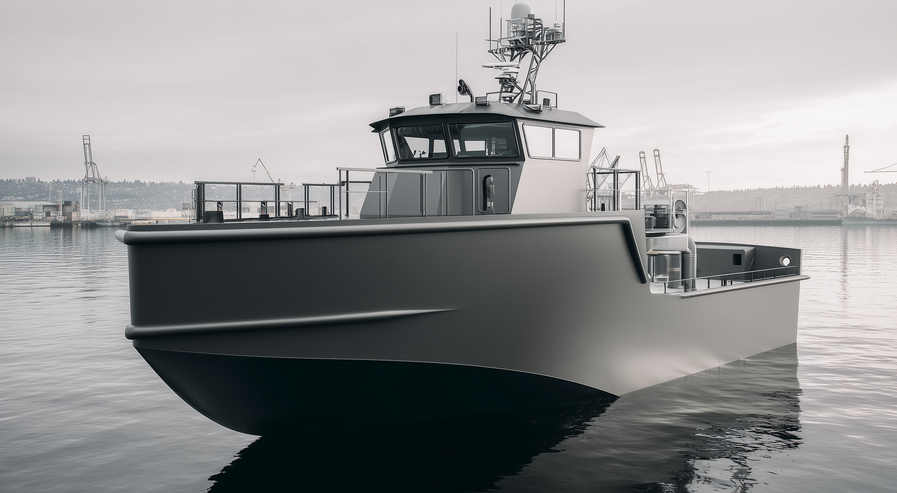 Arbeitsschiff im Hafen