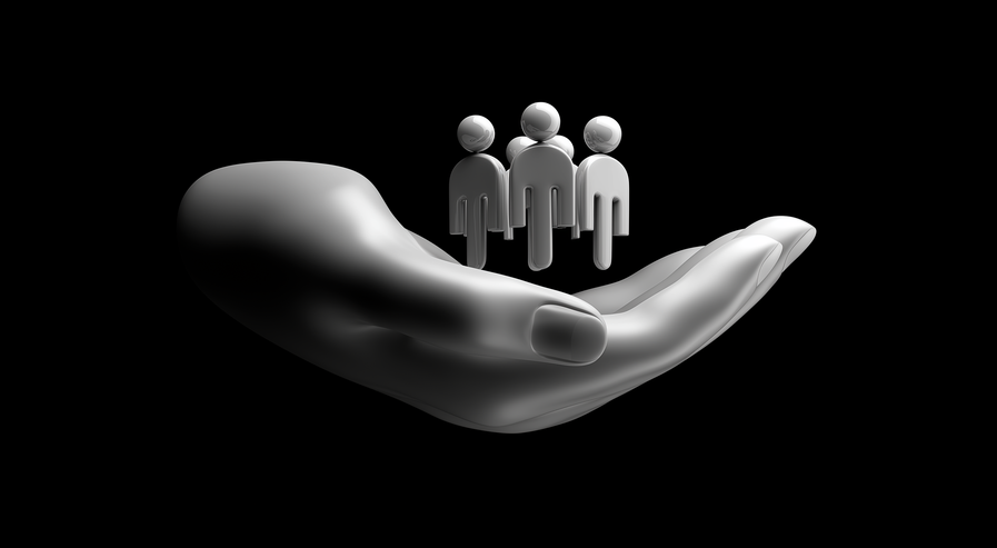Hand mit Personen